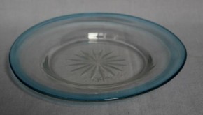 縁青吹きガラス皿　　明治時代　　本物保証