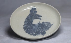 古伊万里蒟蒻印判鯱図皿　　　江戸時代中期　　　珍品　　本物保証　　