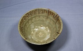 熊本古八代焼(高田焼)象嵌茶碗(1－１)　　　江戸時代前期～中期　